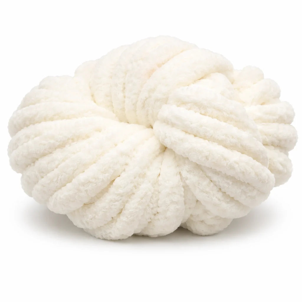 Soft White | #7 Super Chunky Chenille Yarn | 250g / 28–29 Yards