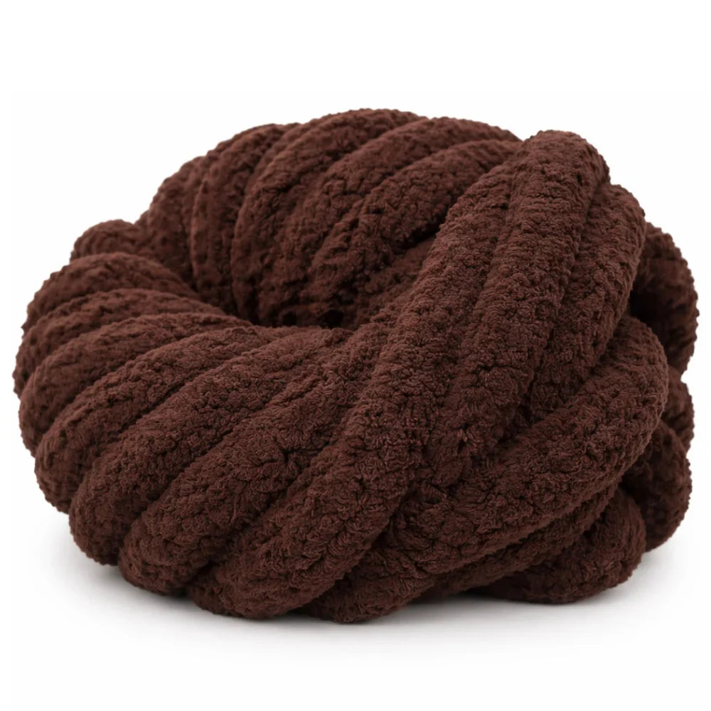 Mocha Brown | #7 Super Chunky Chenille Yarn | 250g / 28–29 Yards